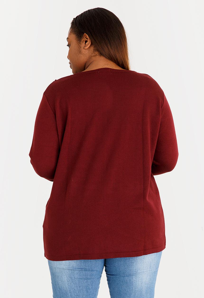 edit Plus - Waterfall Cardi Burgundy