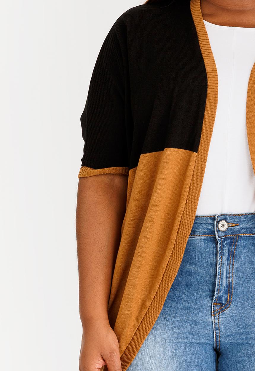 edit Plus - Colourblock Cardi Camel