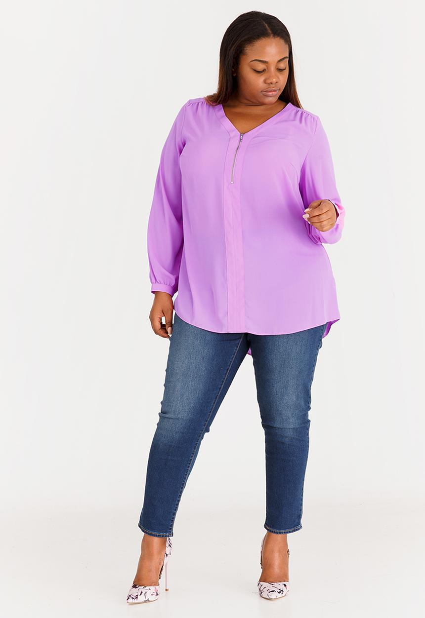 edit Plus - Zip Detail Blouse Mid Purple