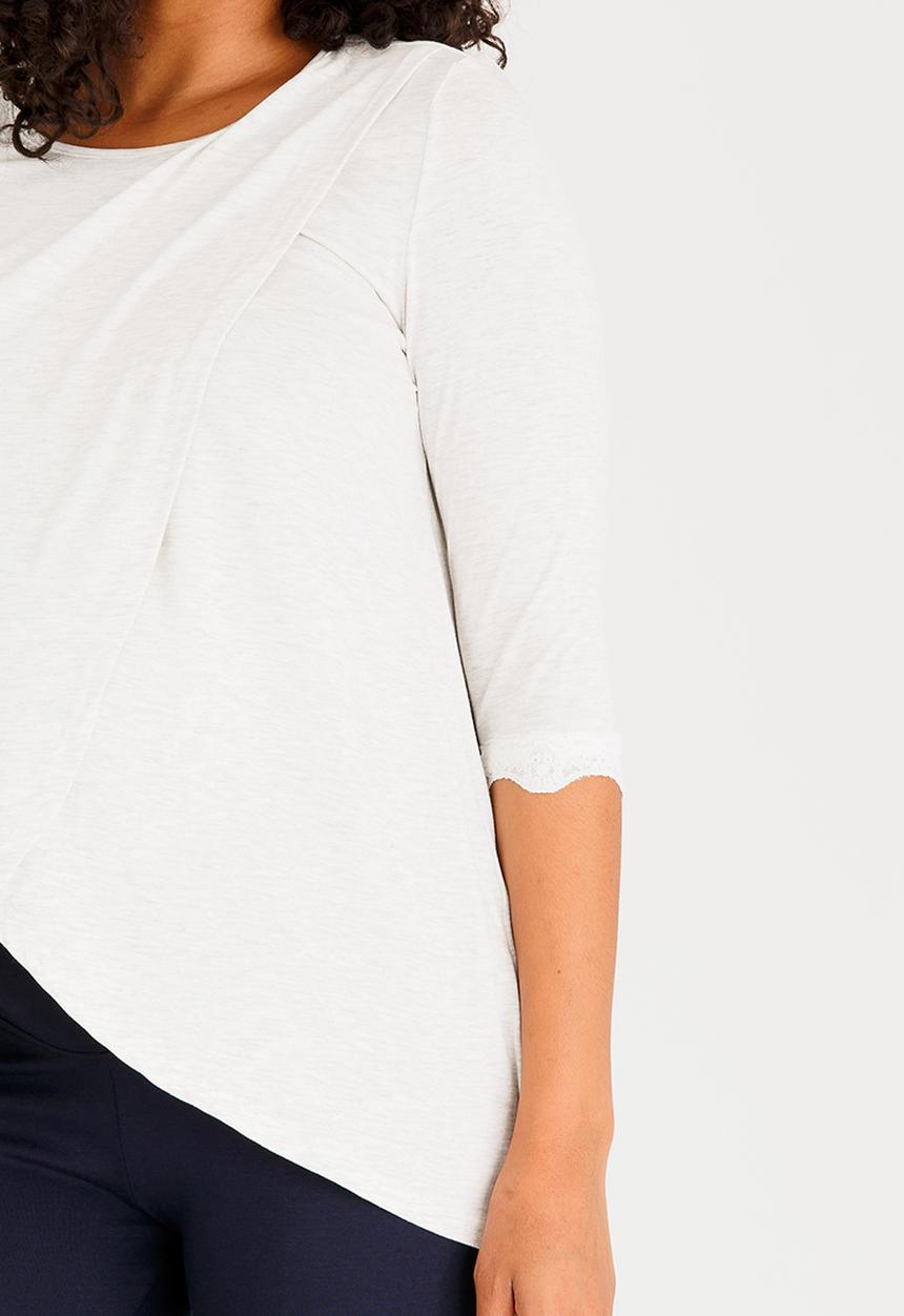 edit Maternity - Nursing Top with Lace Hem Detail Mid Grey