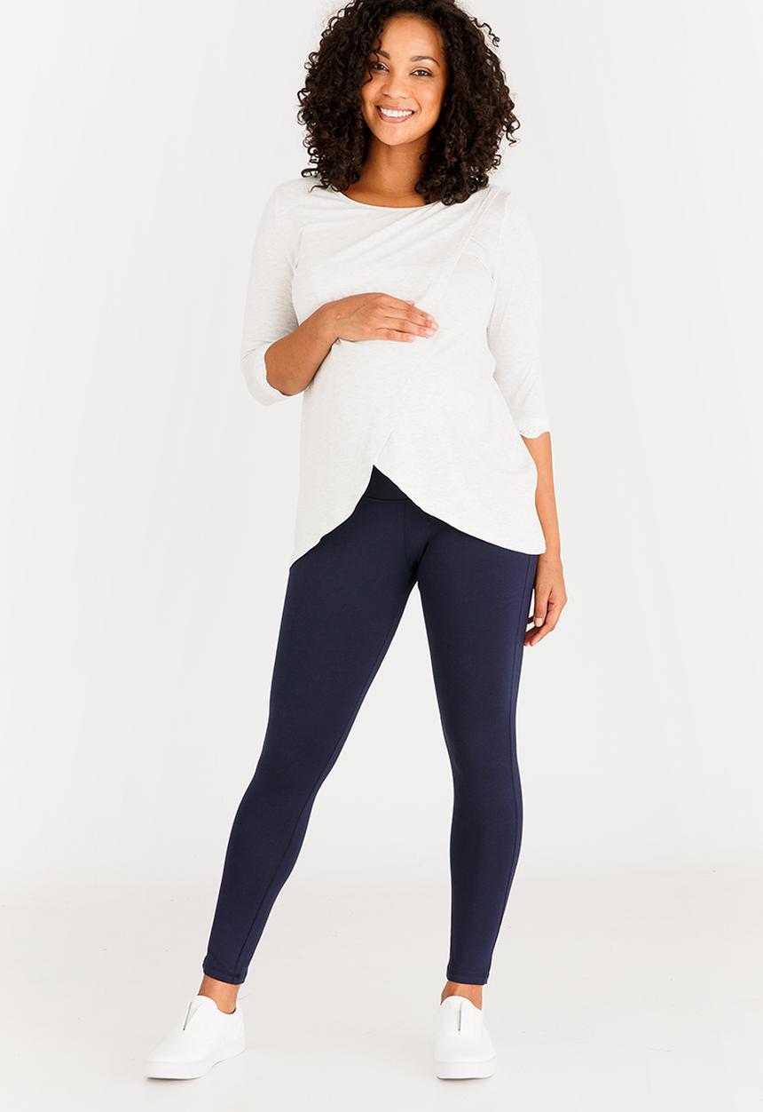 edit Maternity - Nursing Top with Lace Hem Detail Mid Grey