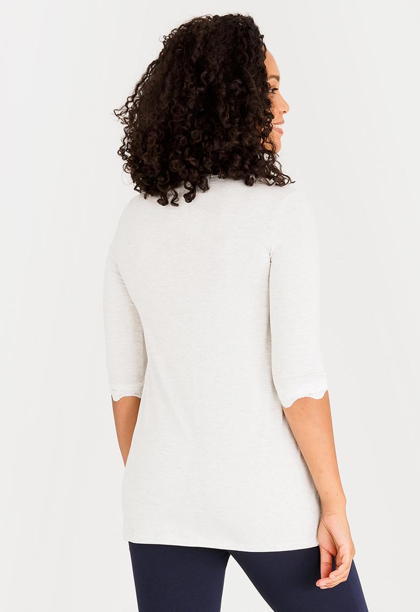 edit Maternity - Nursing Top with Lace Hem Detail Mid Grey