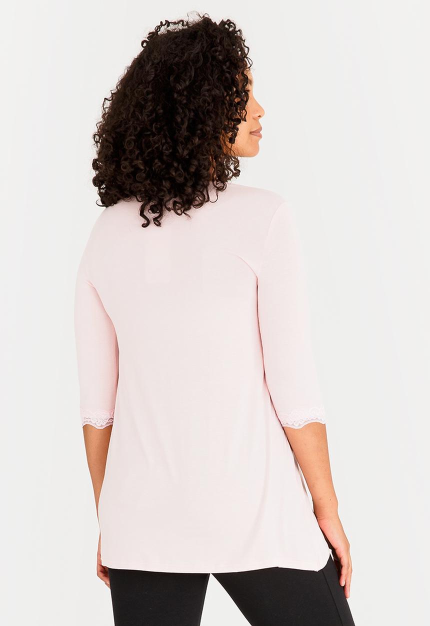 edit Maternity - Nursing Top with Lace Hem Detail Pale Pink
