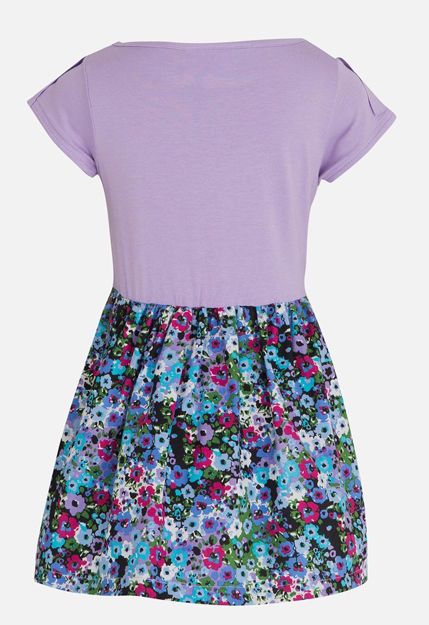 See-Saw - Combo Dress with Side Front Ruffles Mid Purple