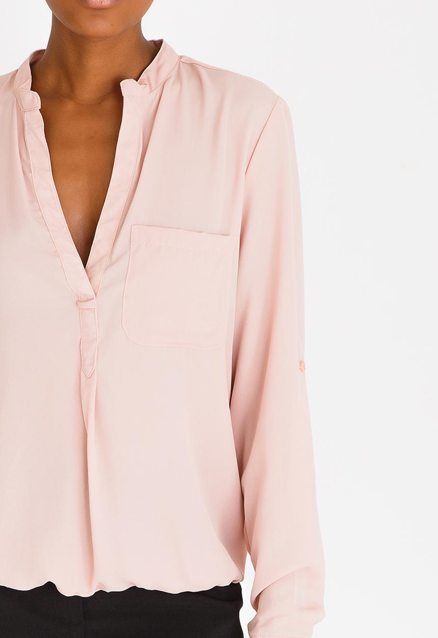 edit - Henley Collar Blouse Pale Pink