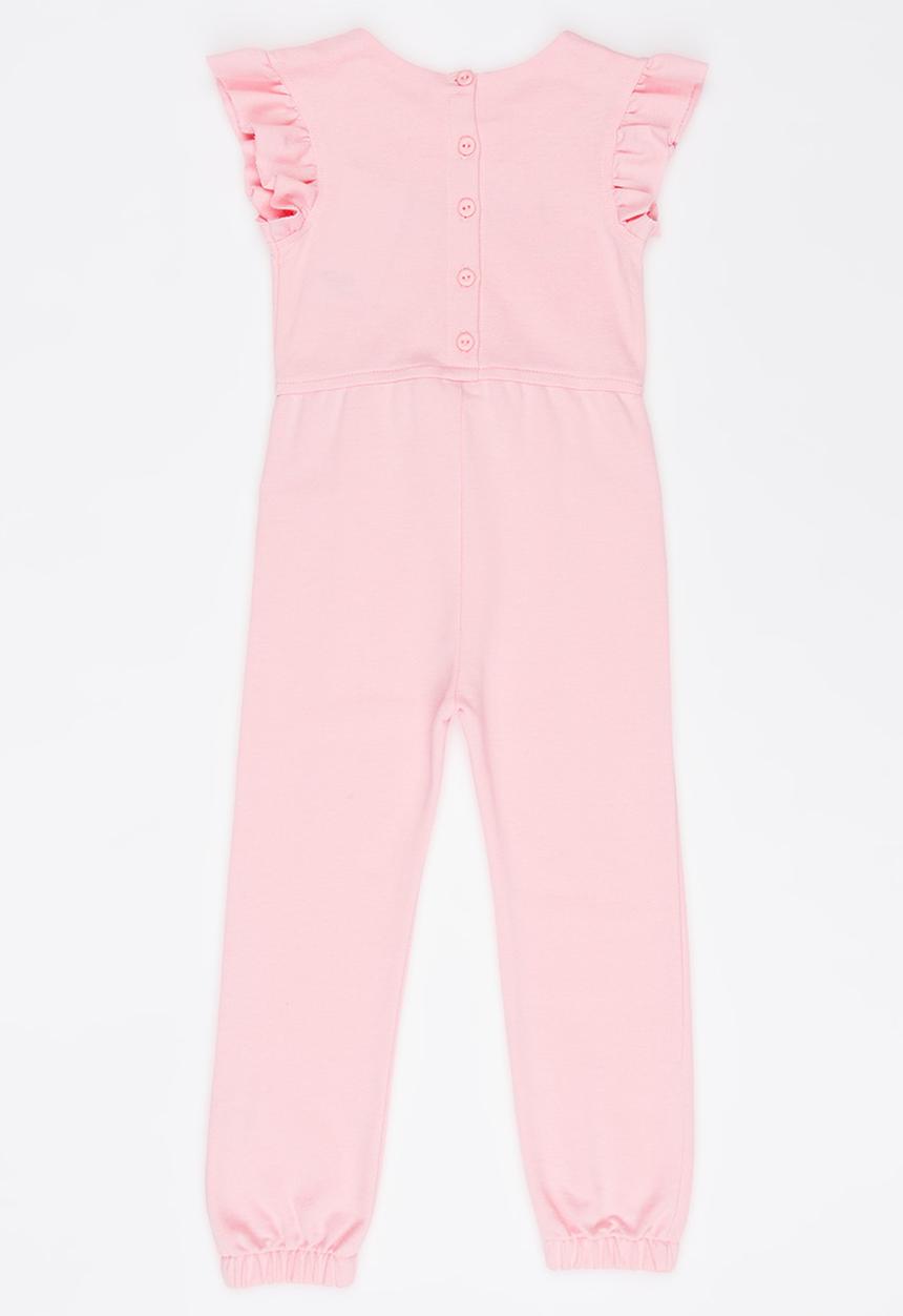 See-Saw - Fleece Jumpsuit with Ruffle Detail Pale Pink