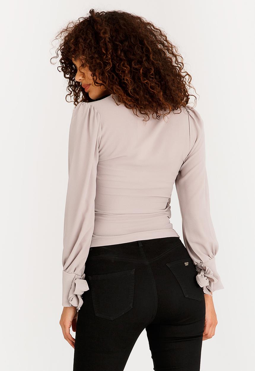 SISSY BOY - Wrap Top with Detailed Sleeve Cuffs Grey