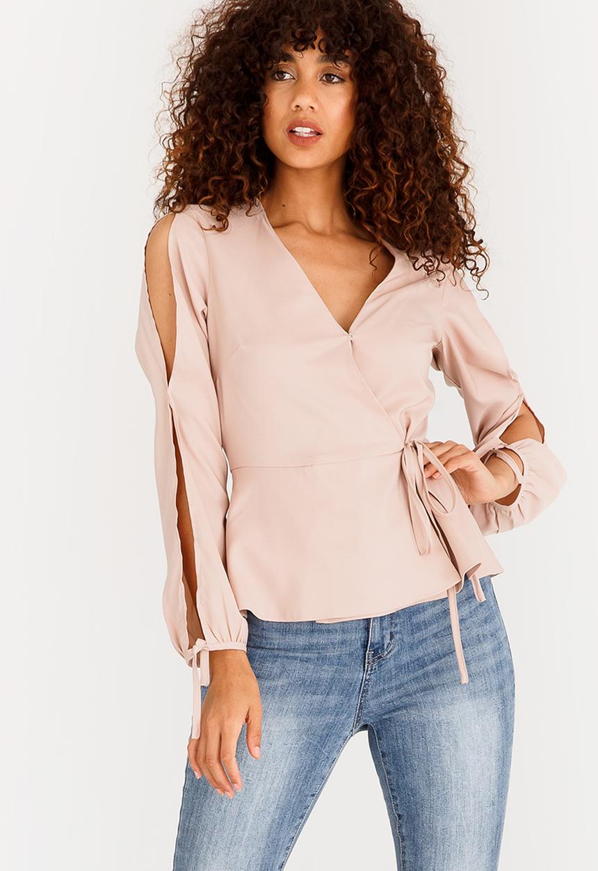 SISSY BOY - Wrap Blouse Nude