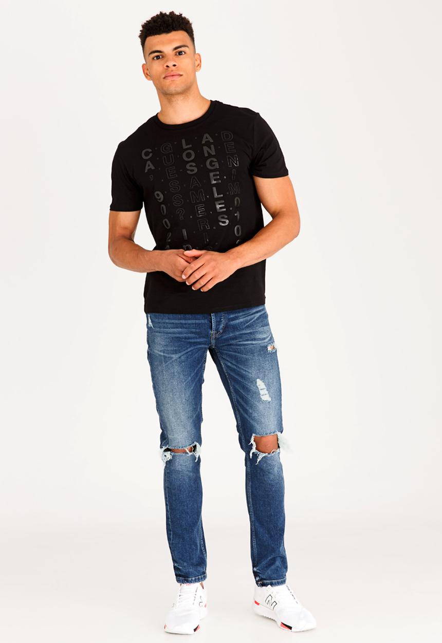 GUESS - Text Edit Crew Tee Black