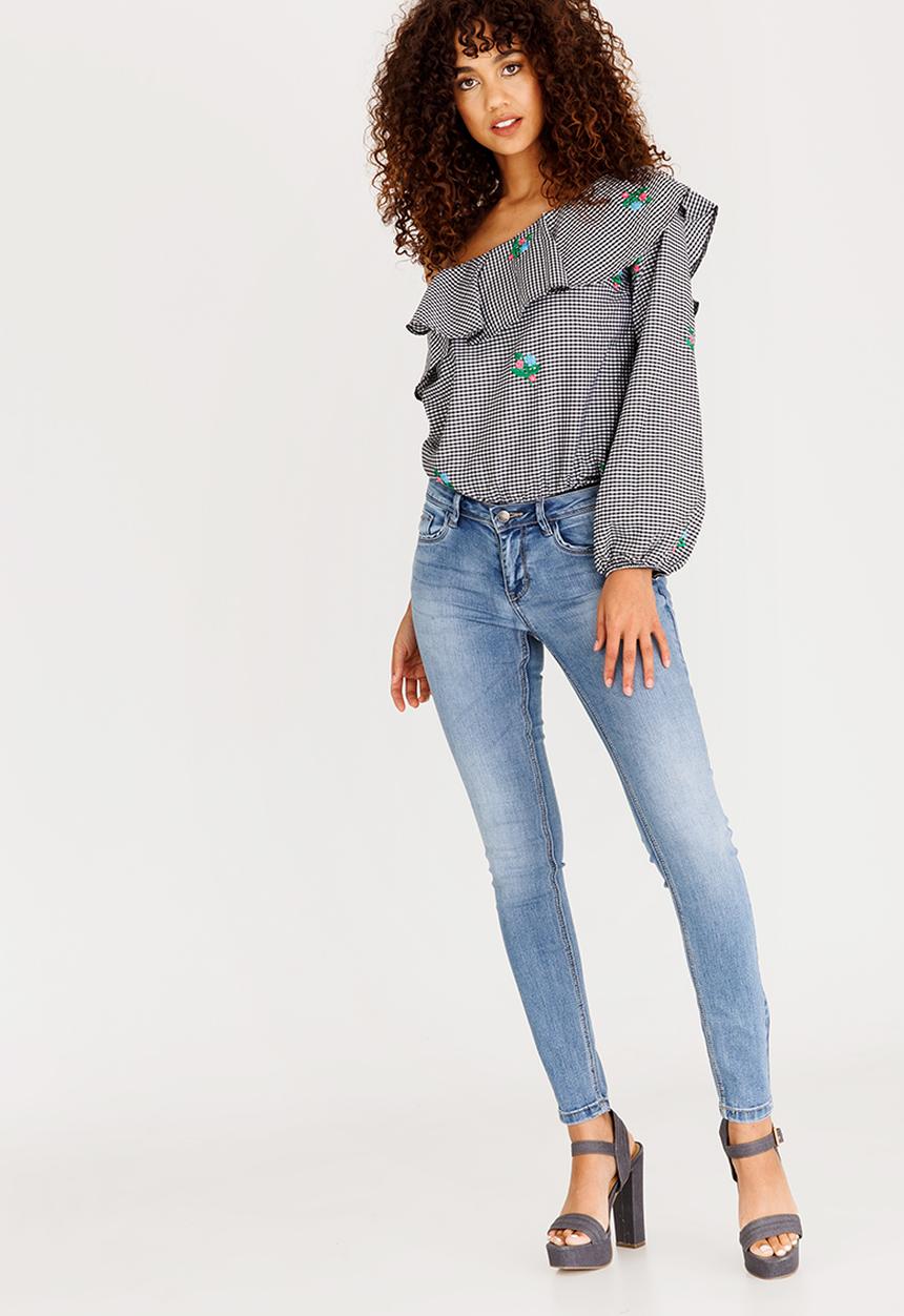 SISSY BOY - Muse Asymmetric Bodysuit Blouse Black and White