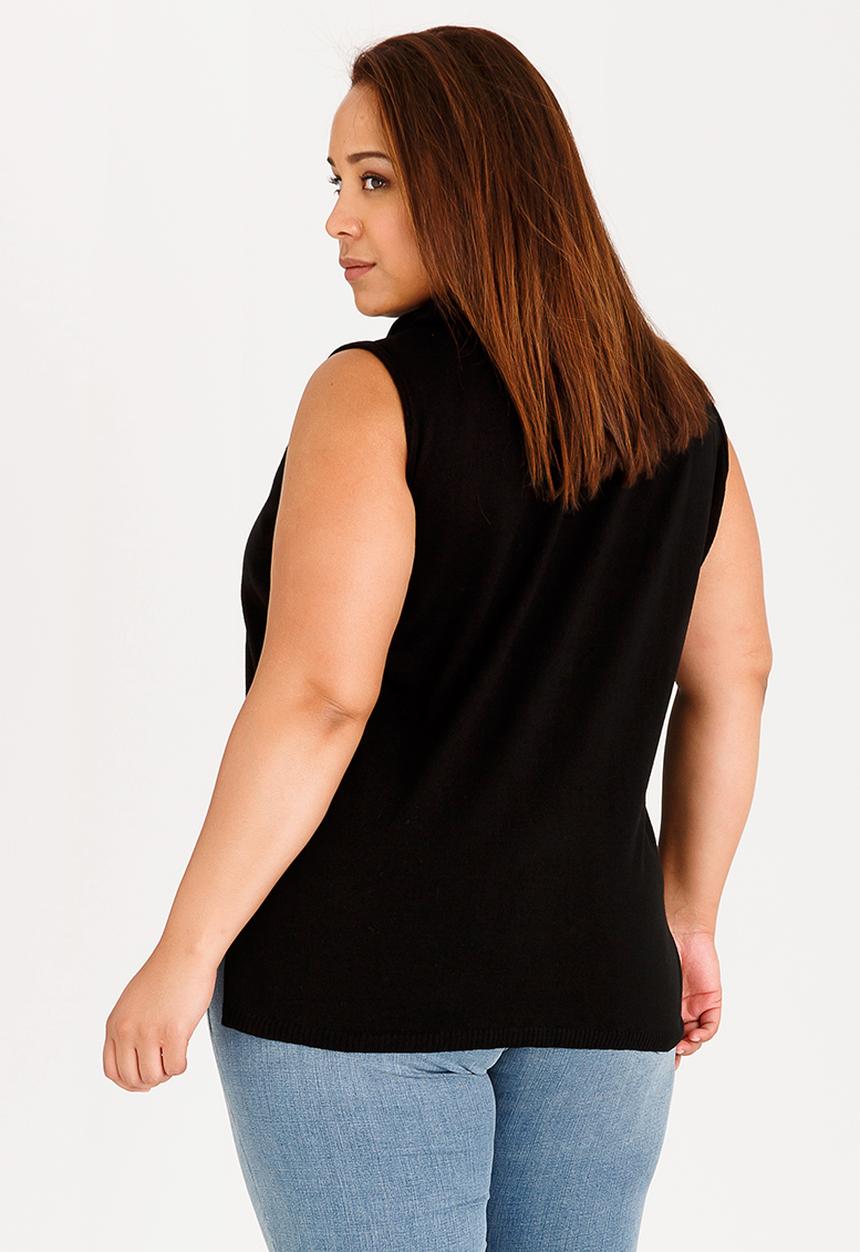 edit Plus - Cowl Neck Sleeveless Jersey Black