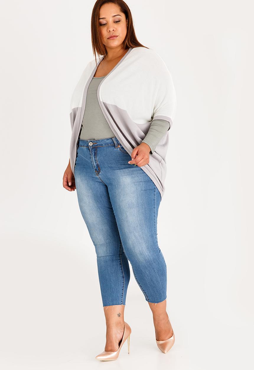 edit Plus - Colourblock Cardi Grey