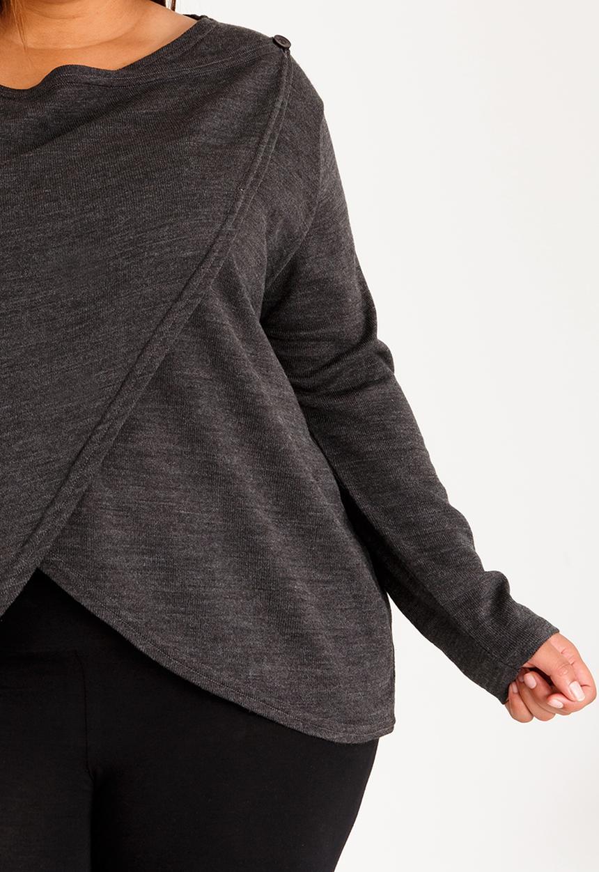 edit Plus - Waterfall Cardi Charcoal