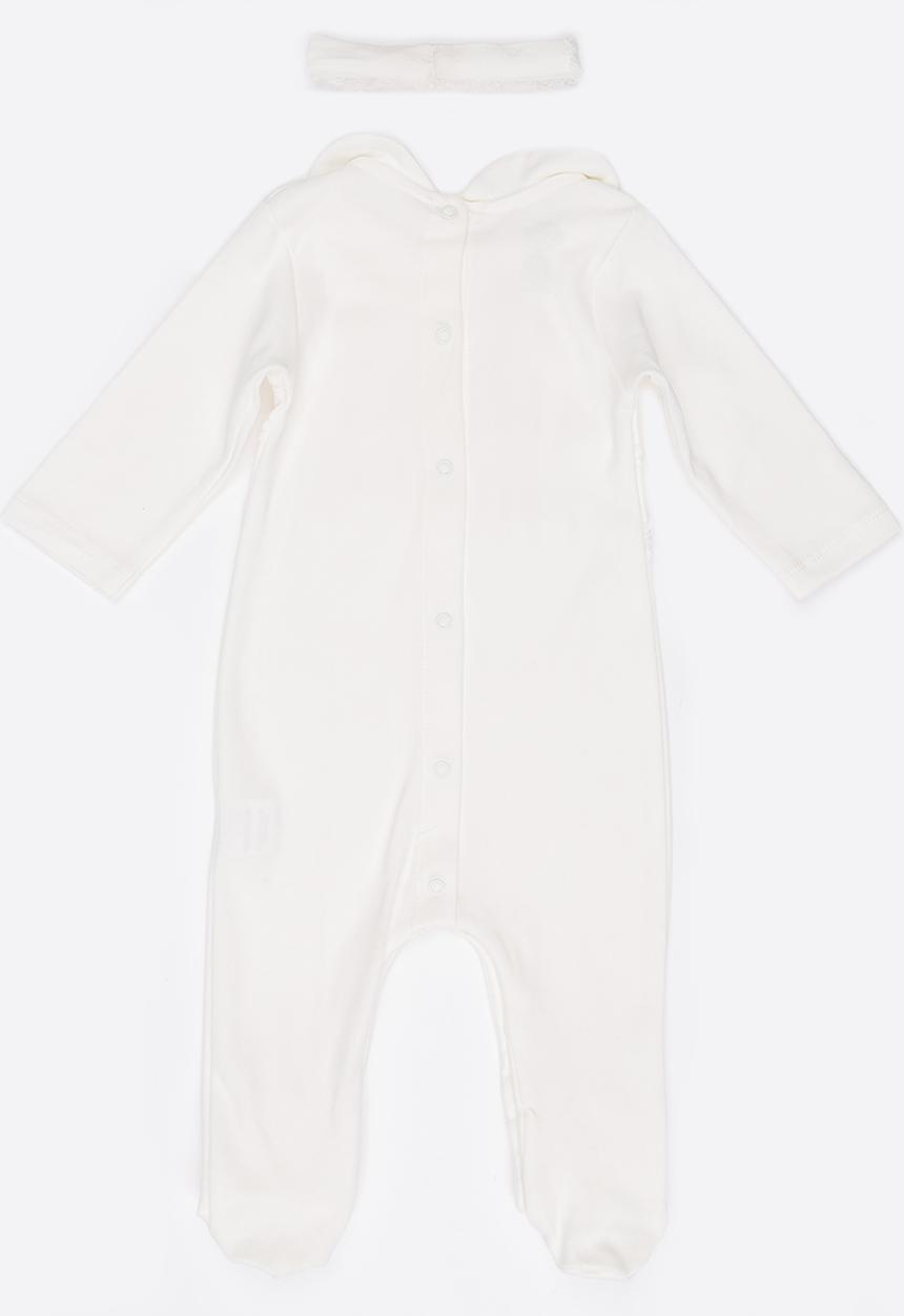Baby Corner - Girls Frilly Sleepsuit Set White