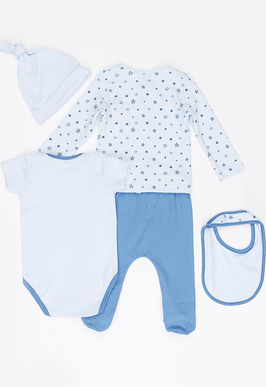 Baby Corner - Boys  5 Piece Cardigan Set Pale Blue