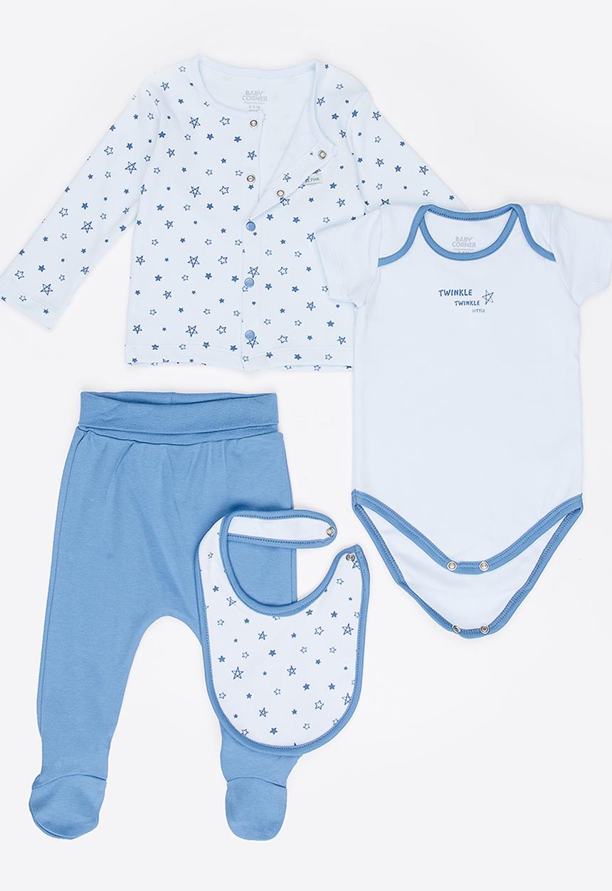 Baby Corner - Boys  5 Piece Cardigan Set Pale Blue