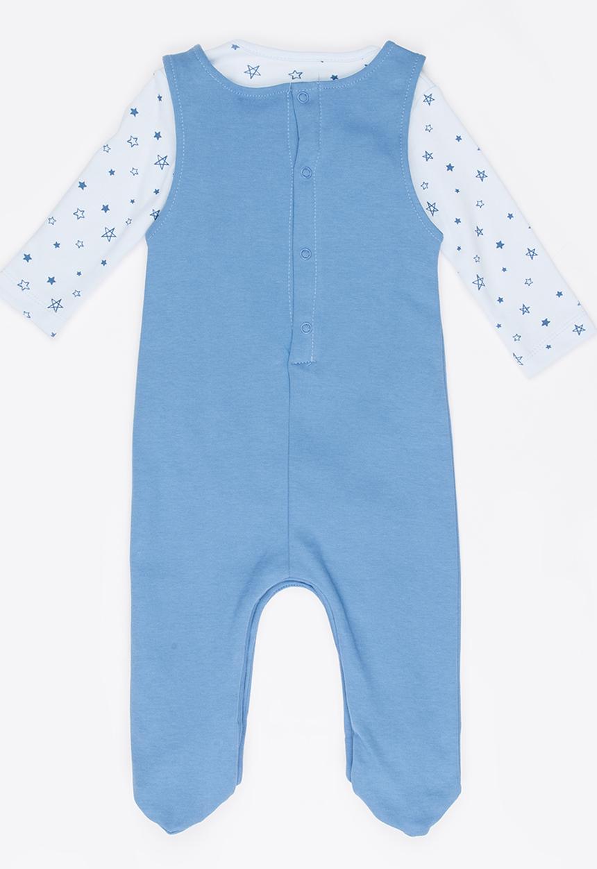 Baby Corner - Boys 2 Piece Salopette Star Set Mid Blue