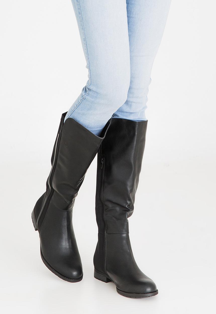 Sarah J - Two-Tone Knee Length Boots Black