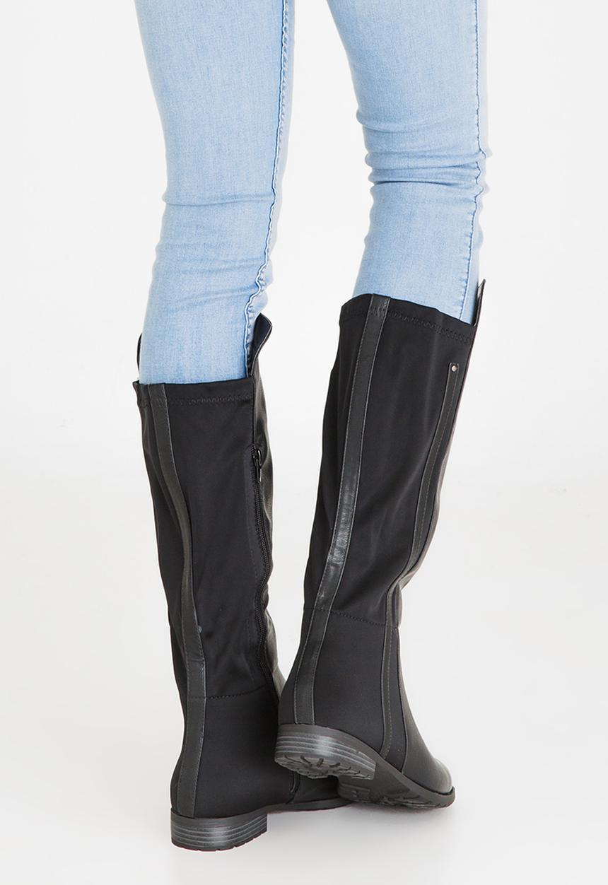 Sarah J - Two-Tone Knee Length Boots Black