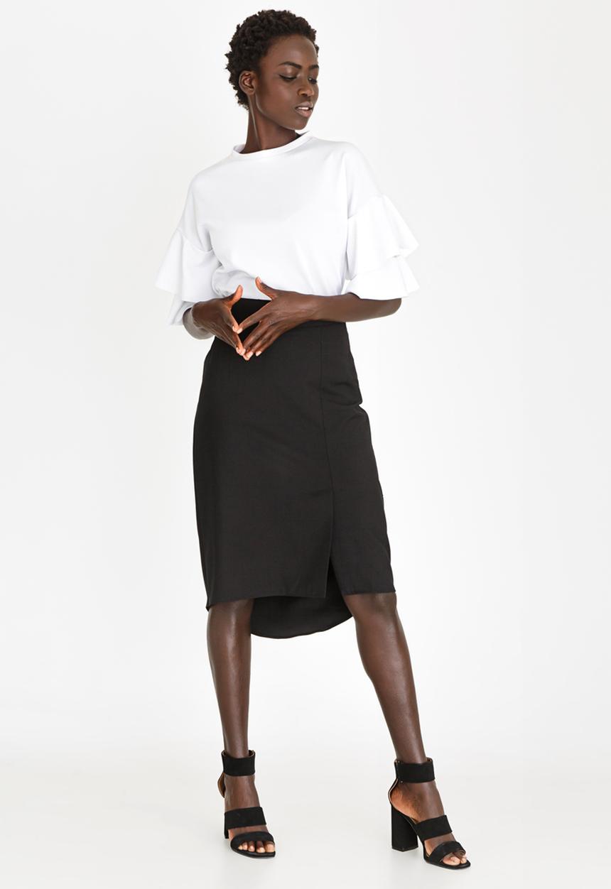 STYLE REPUBLIC - Dip Hem Fitted Skirt Black