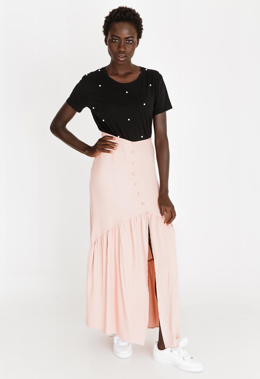 STYLE REPUBLIC - Frill Maxi Skirt Pale Pink