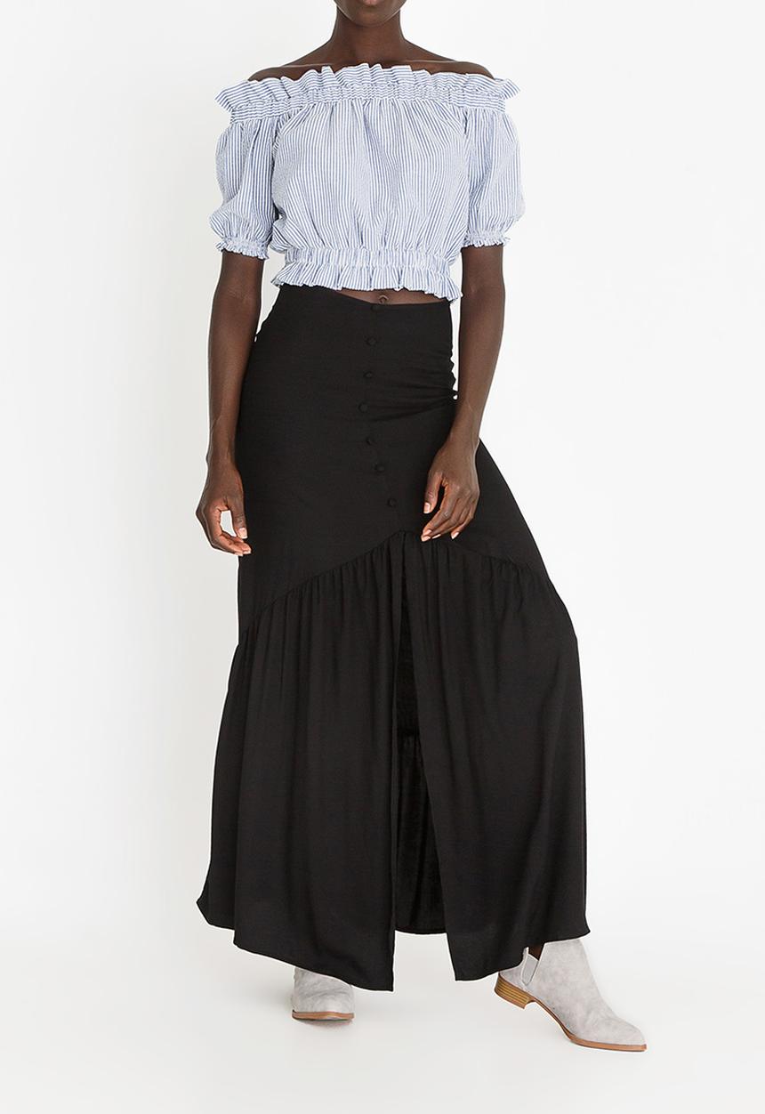 STYLE REPUBLIC - Frill Maxi Skirt Black