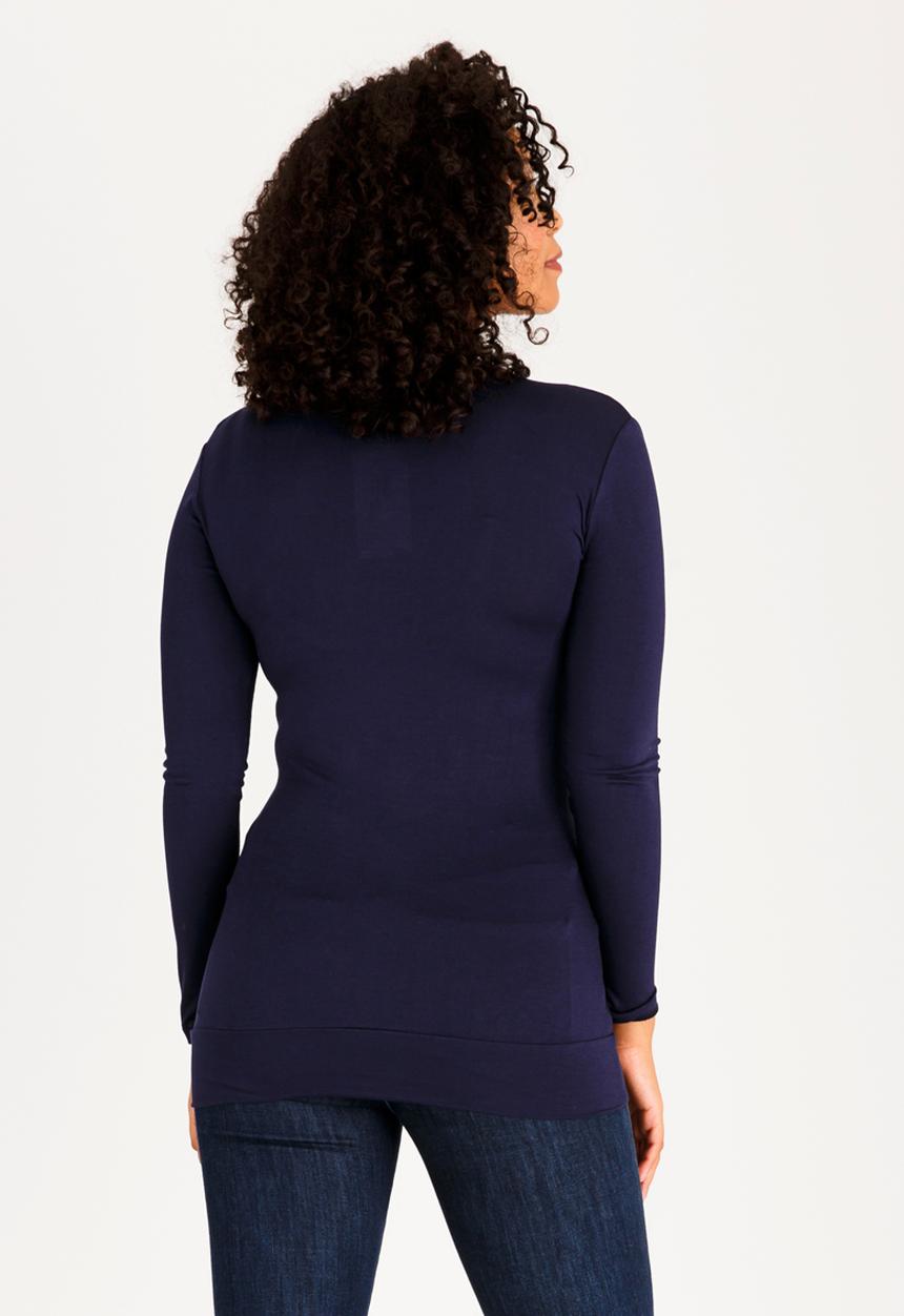 edit Maternity - Cross-Over Front Top with Gauging Detail Navy
