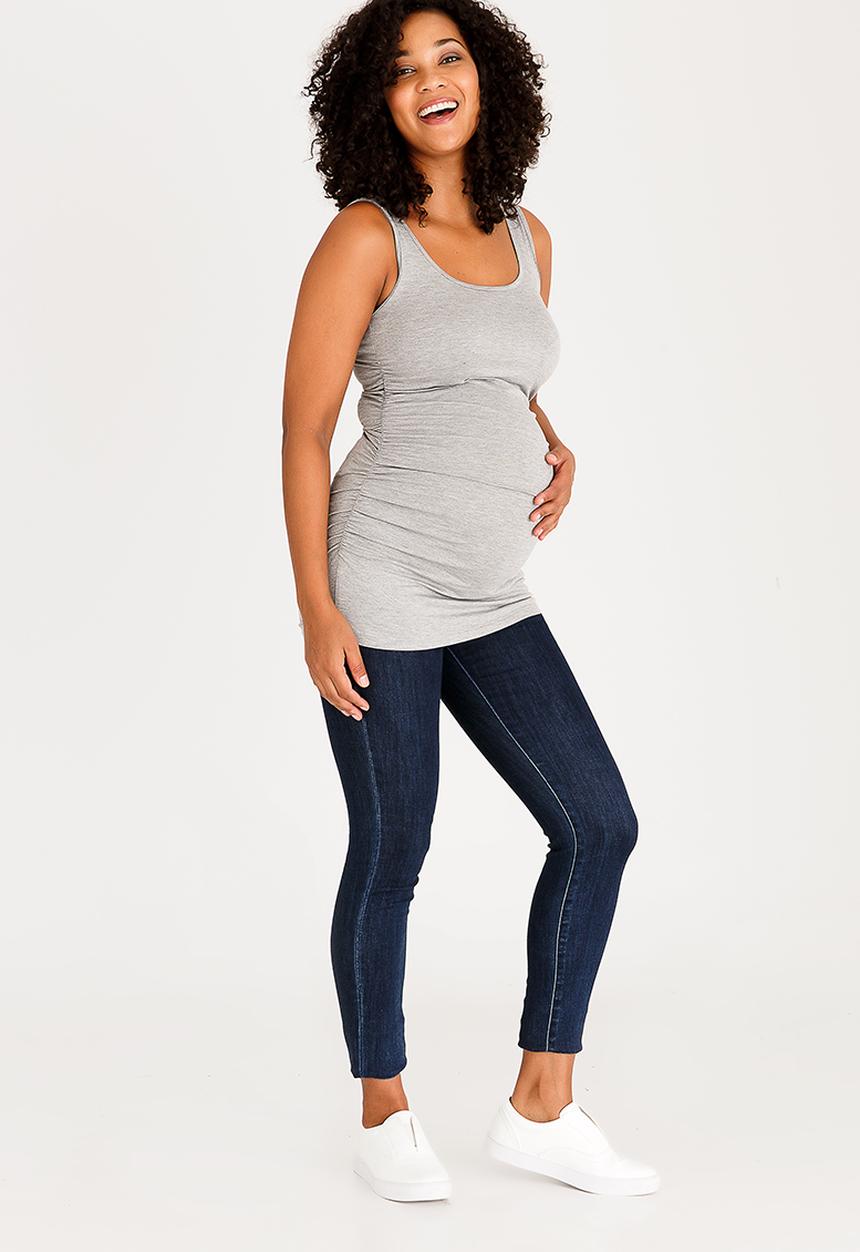 Cherry Melon - Basic Tank Top with Side Detail Pale Grey
