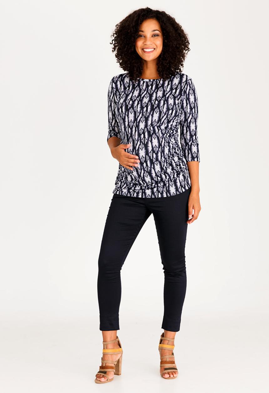 edit Maternity - Side Ruched Tee with 3/4 Sleeve Multi-colour