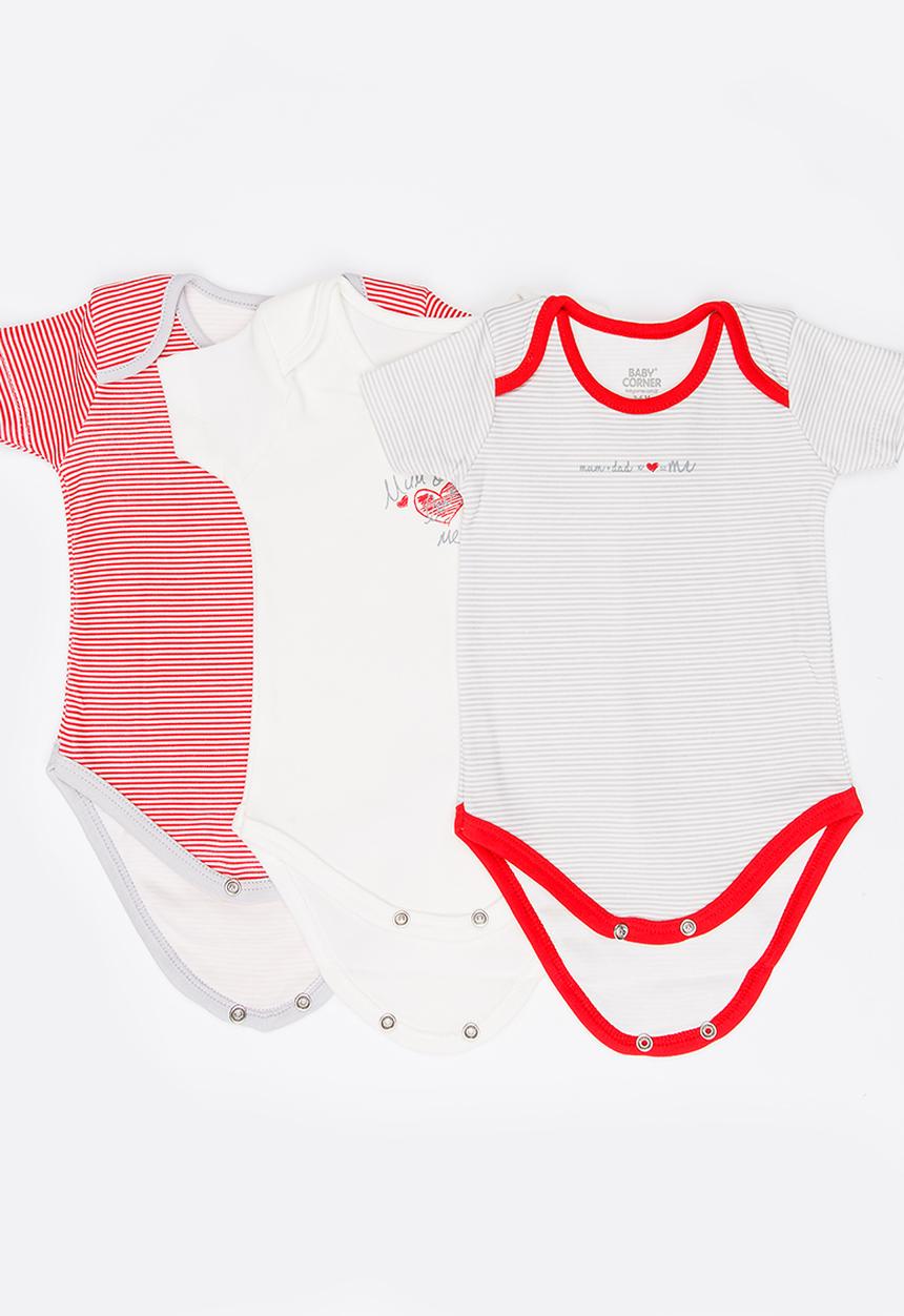 Baby Corner - Girls Mum and Dad 5 Pack Short Sleeve Bodysuit White
