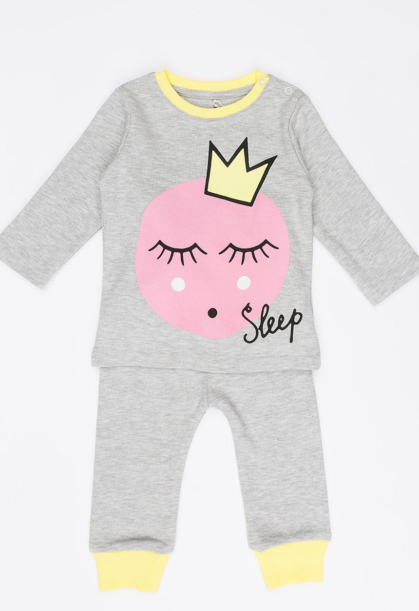 Soobe - Girls Printed Pajamas Set Grey