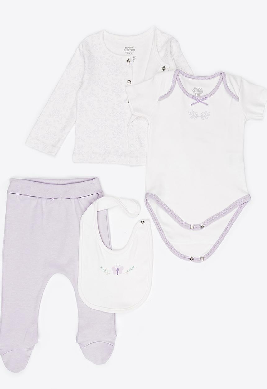 Baby Corner - Girls 5 Piece Cardigan Set White