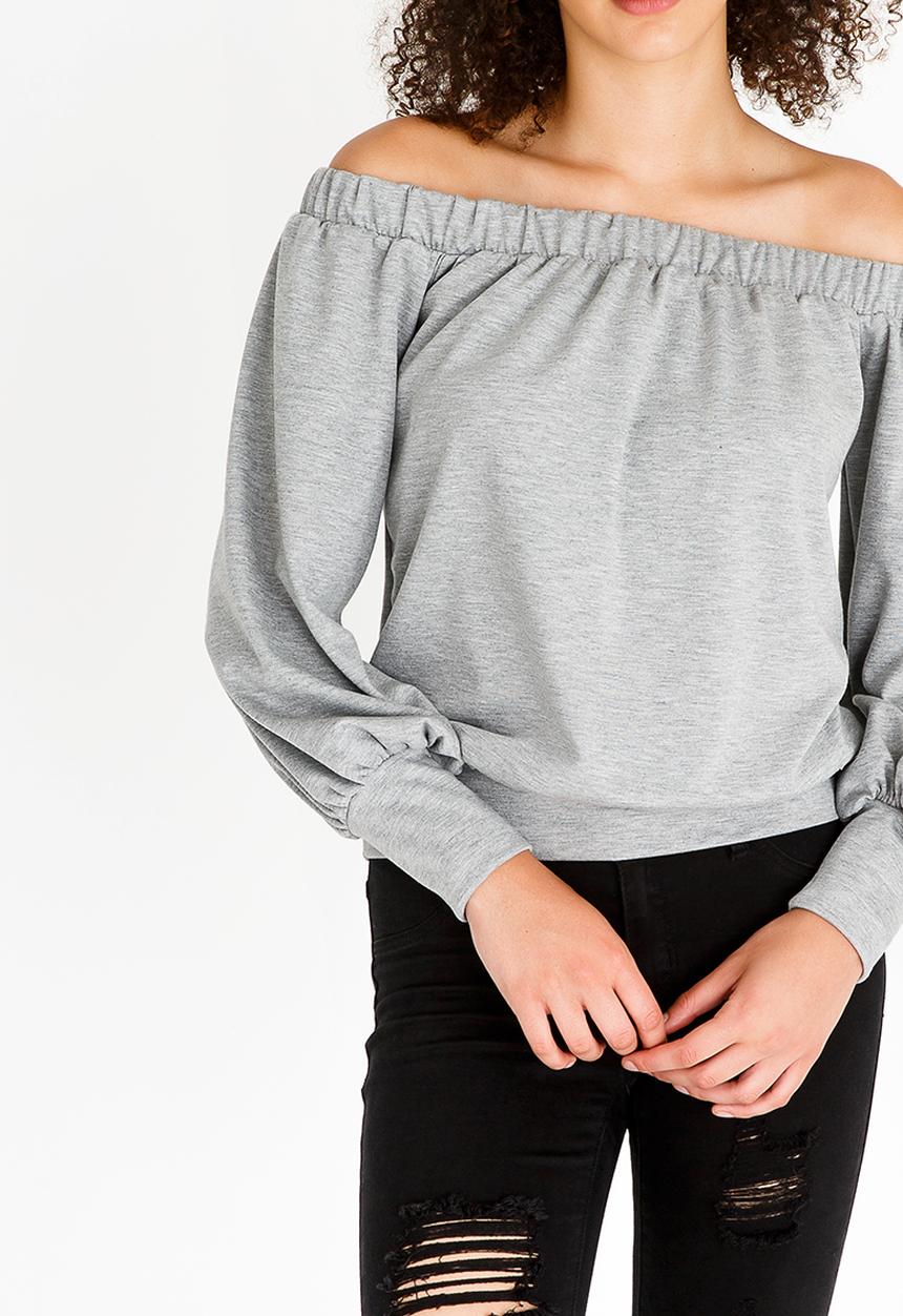 c(inch) - Bardot Volume Sleeve Top Grey