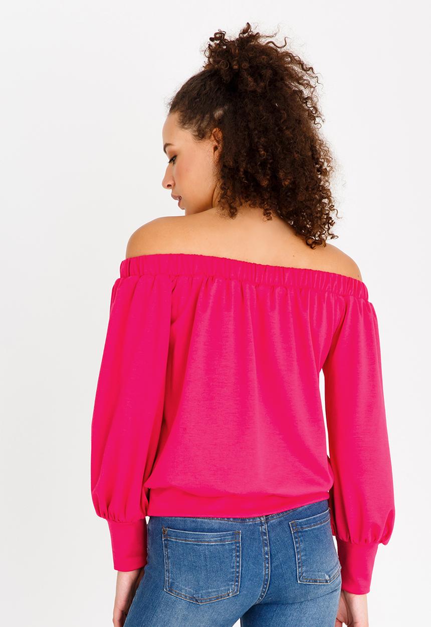 c(inch) - Bardot Volume Sleeve Top Magenta
