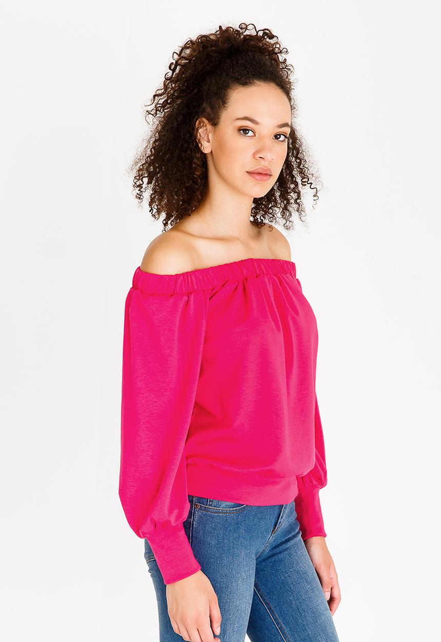 c(inch) - Bardot Volume Sleeve Top Magenta
