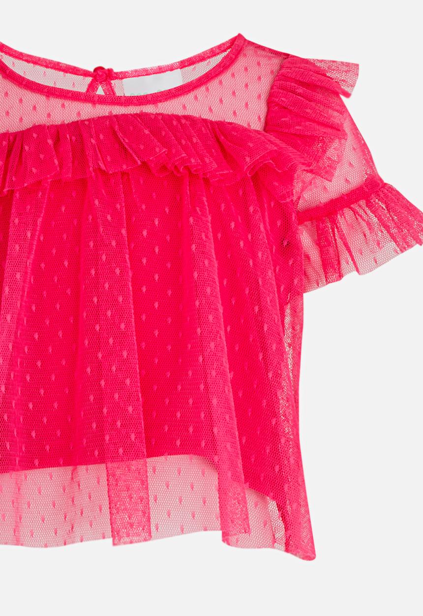 See-Saw - Ruffle Mesh Top Dark Pink