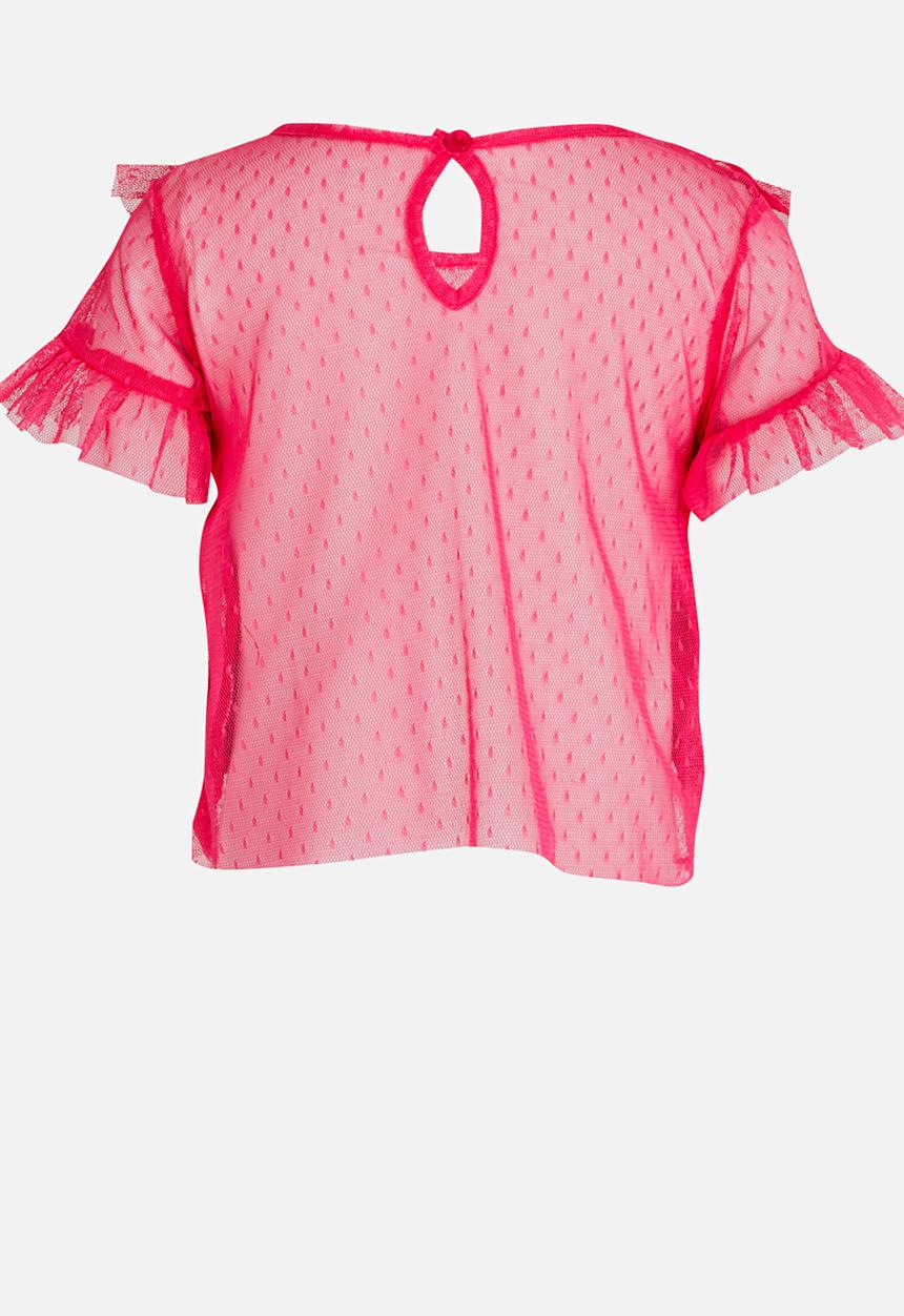 See-Saw - Ruffle Mesh Top Dark Pink