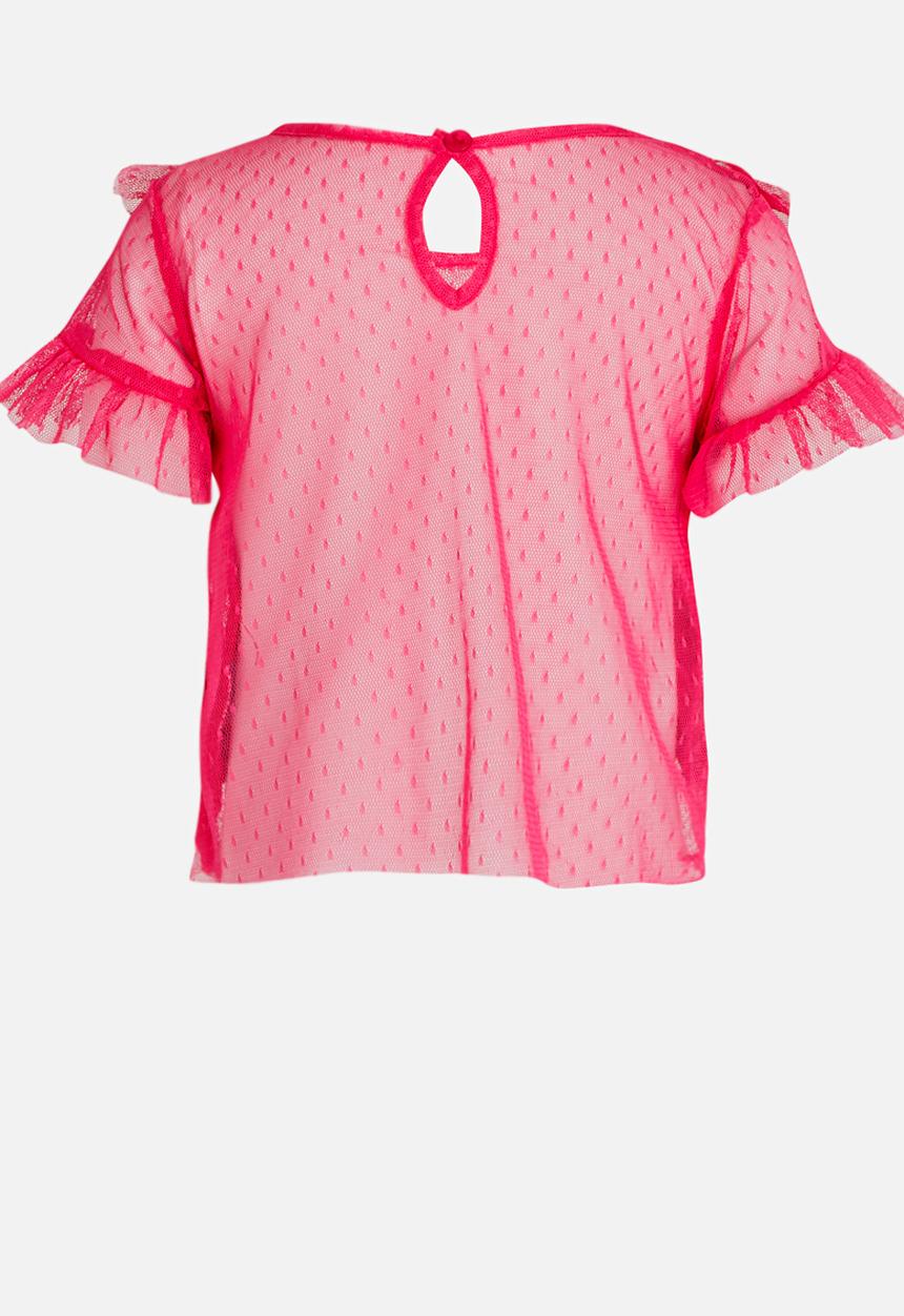 See-Saw - Ruffle Mesh Top Dark Pink