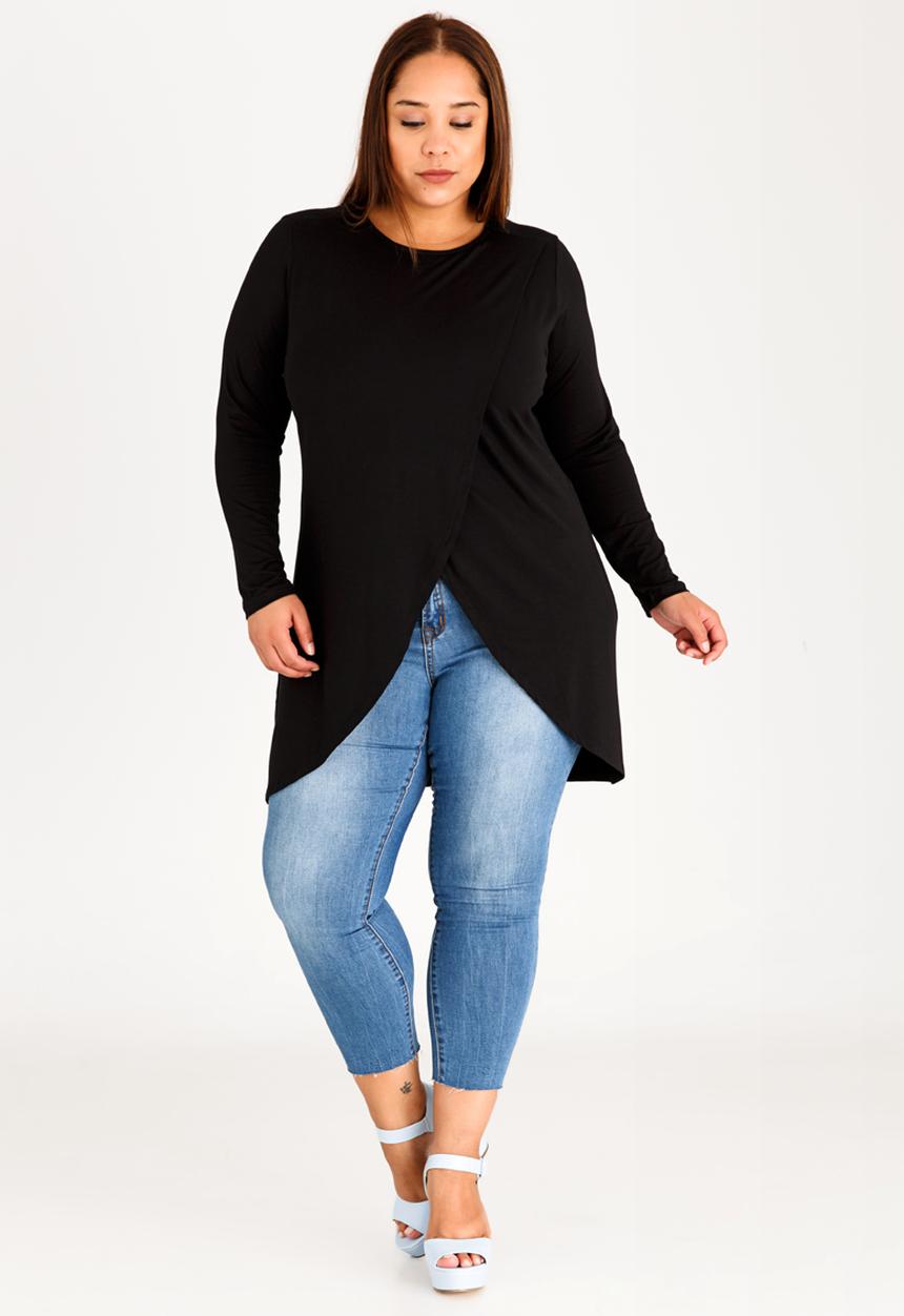 edit Plus - Mock Wrap Top Black