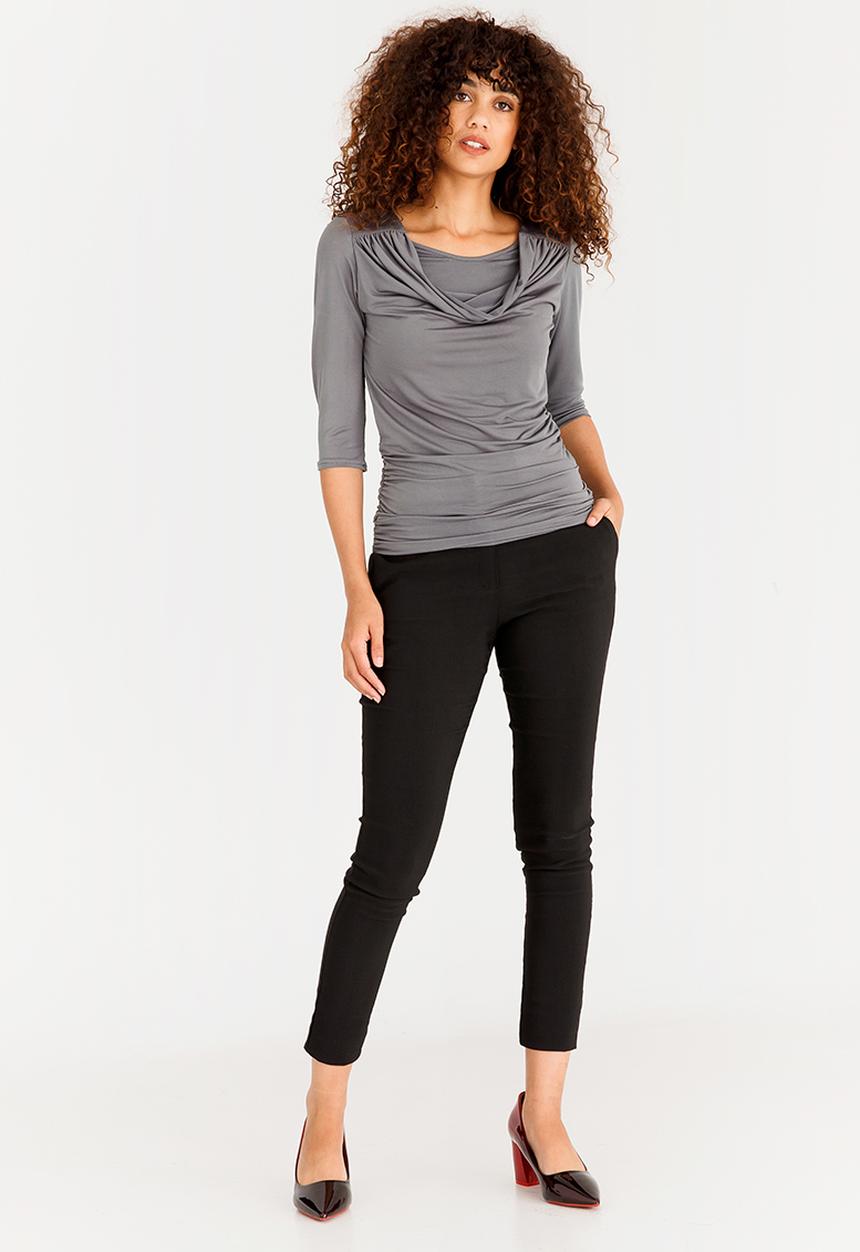edit - 3/4 Sleeve Cowl Neckline Top Grey