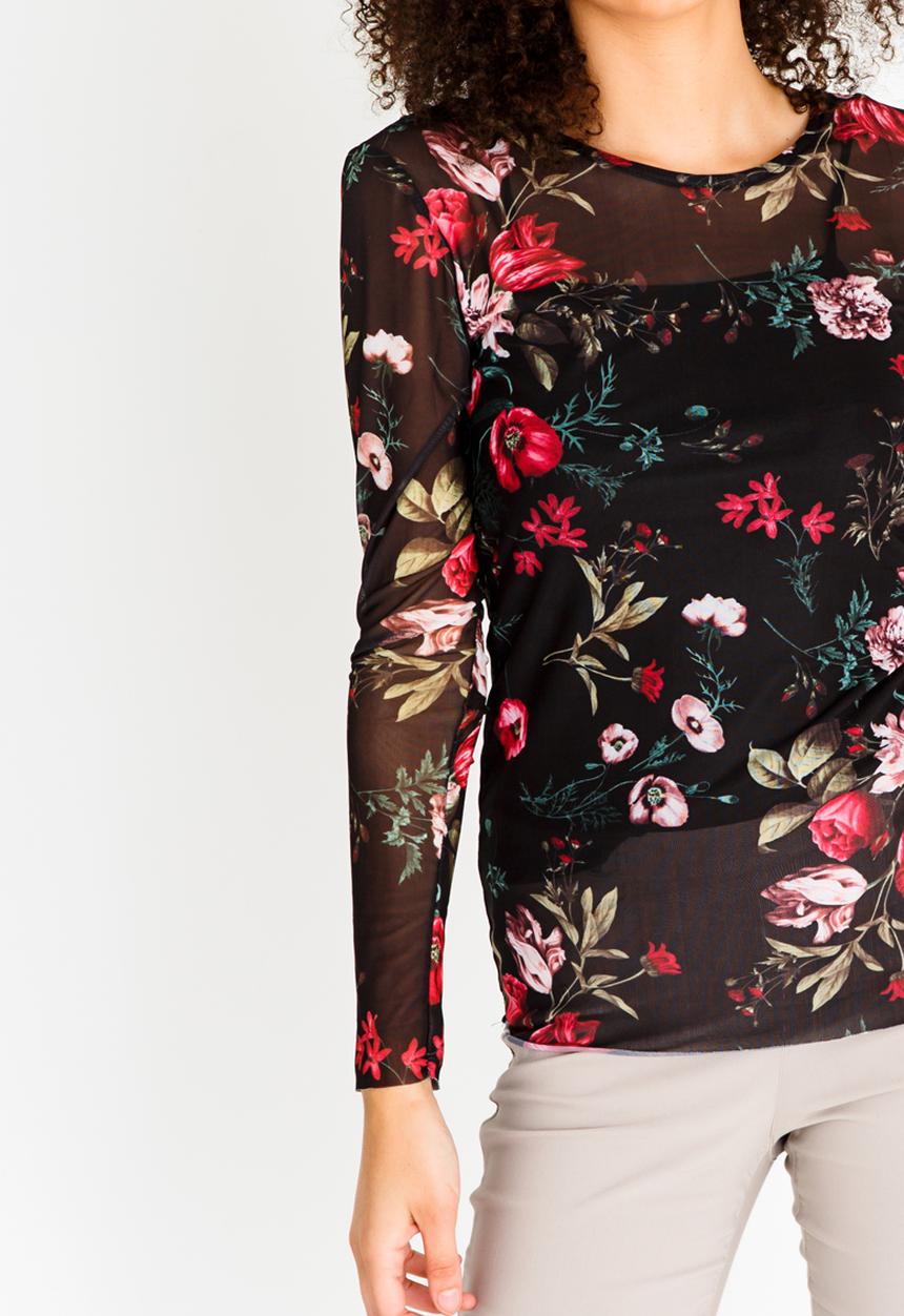 cath.nic - Floral Printed Top Black