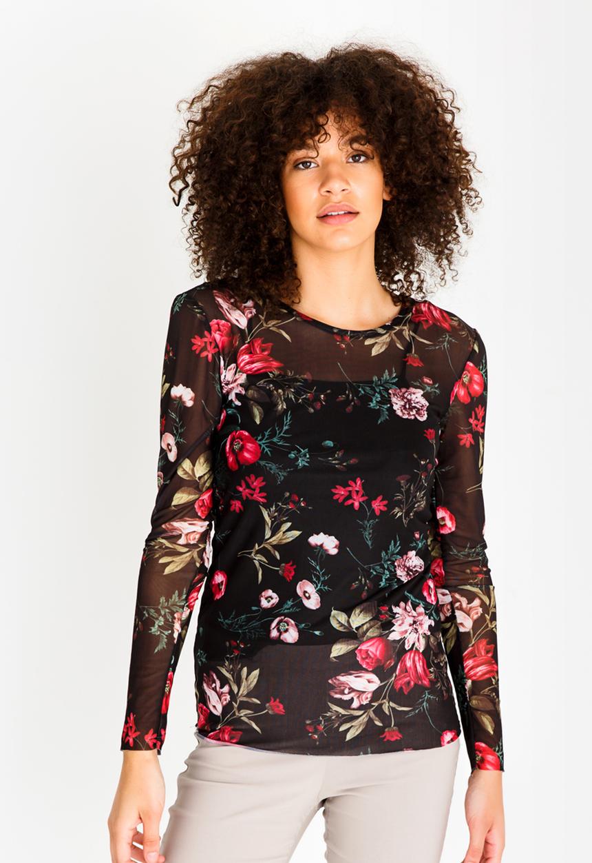 cath.nic - Floral Printed Top Black