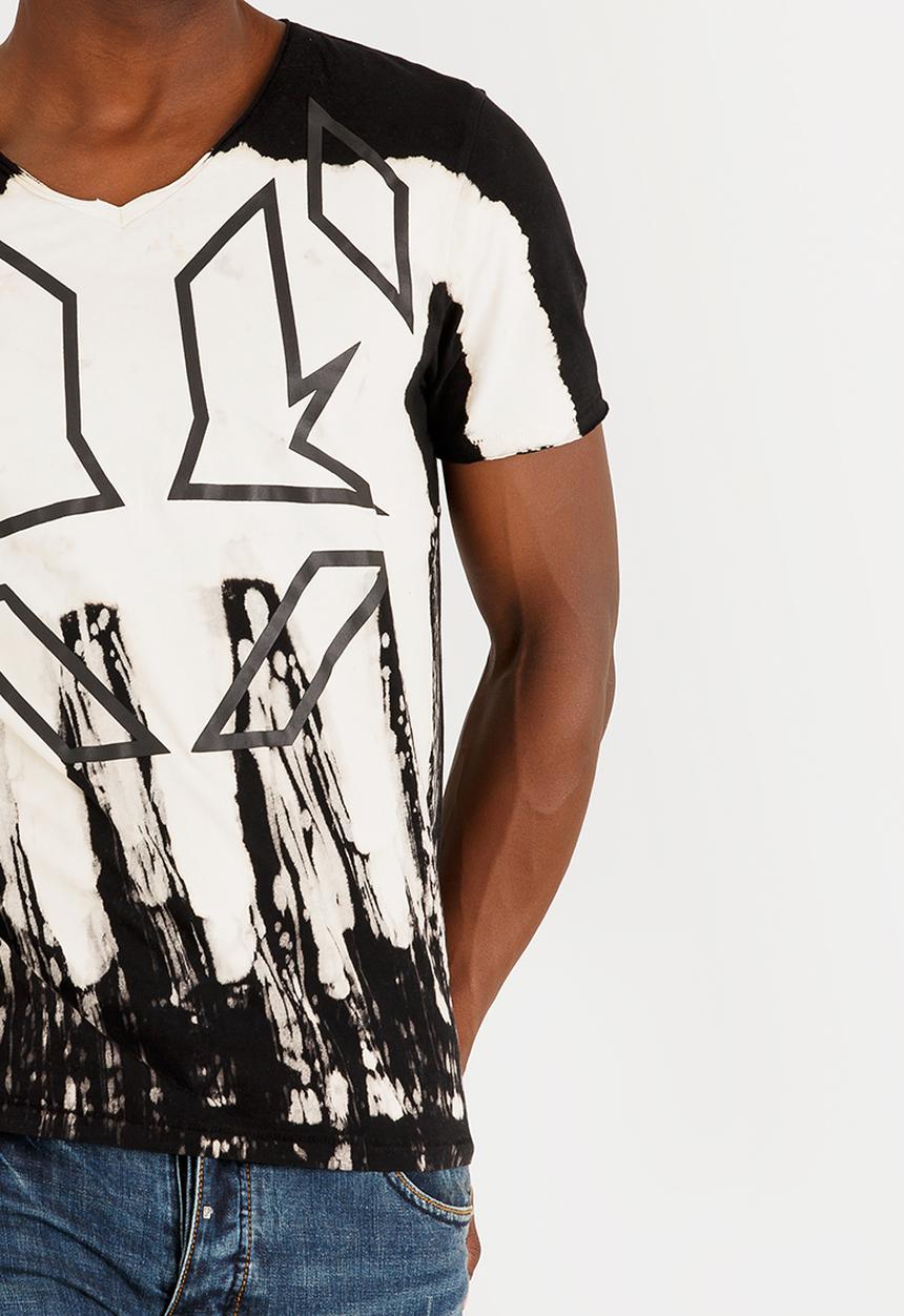 GUESS - Tribal Drips Tee Black and White