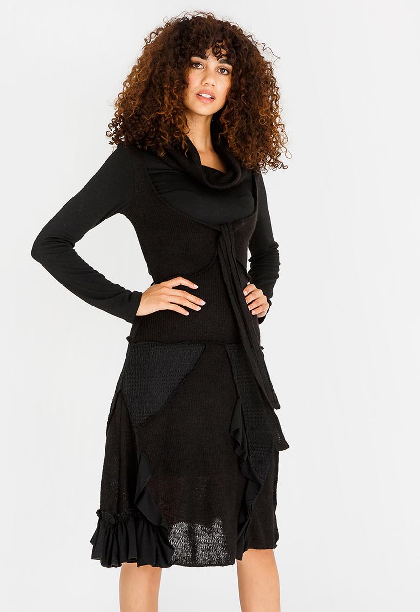 Revenge - Cowl-neck Dress Black