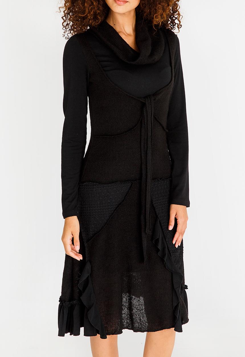 Revenge - Cowl-neck Dress Black