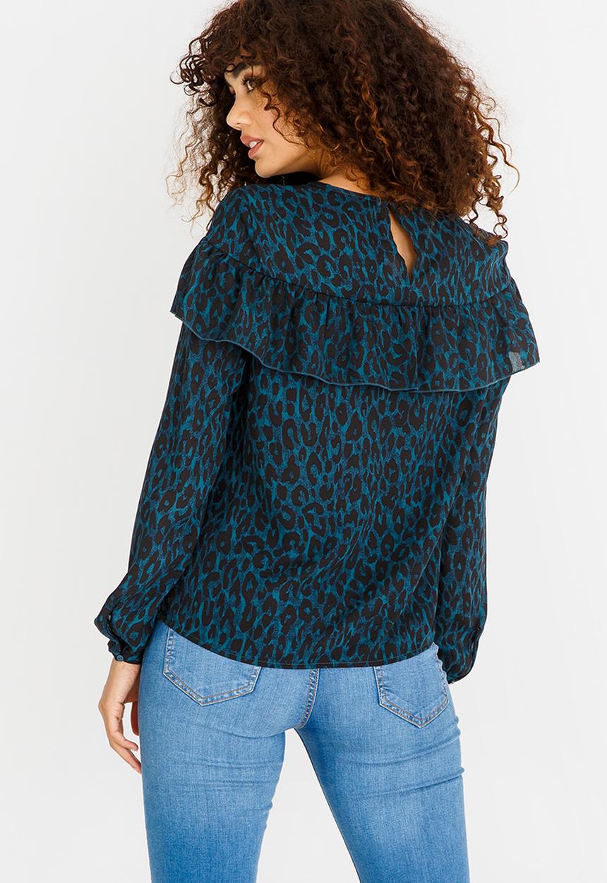 ONLY - Sui Ruffle Detail Top Green