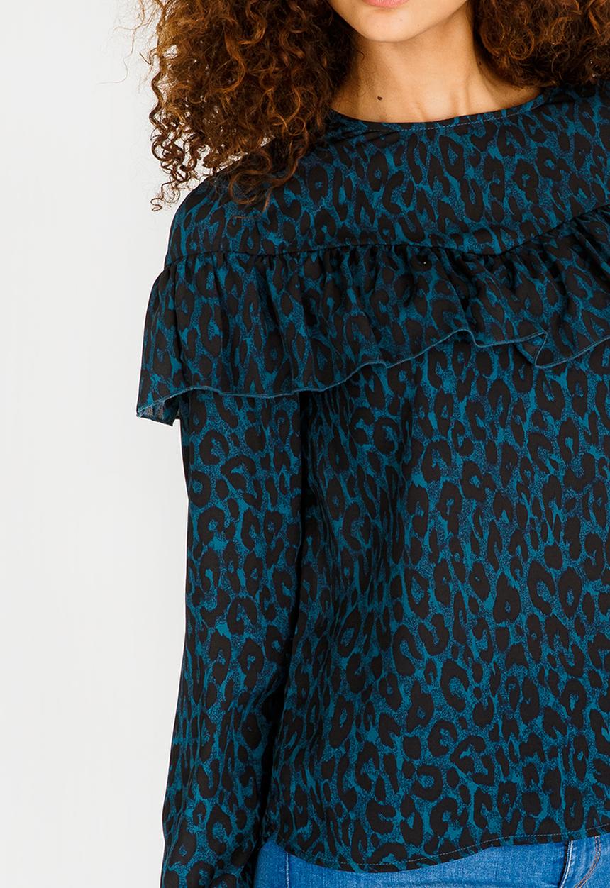 ONLY - Sui Ruffle Detail Top Green