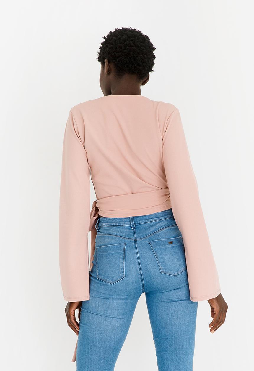 STYLE REPUBLIC - Split Sleeve Wrap Top Rose