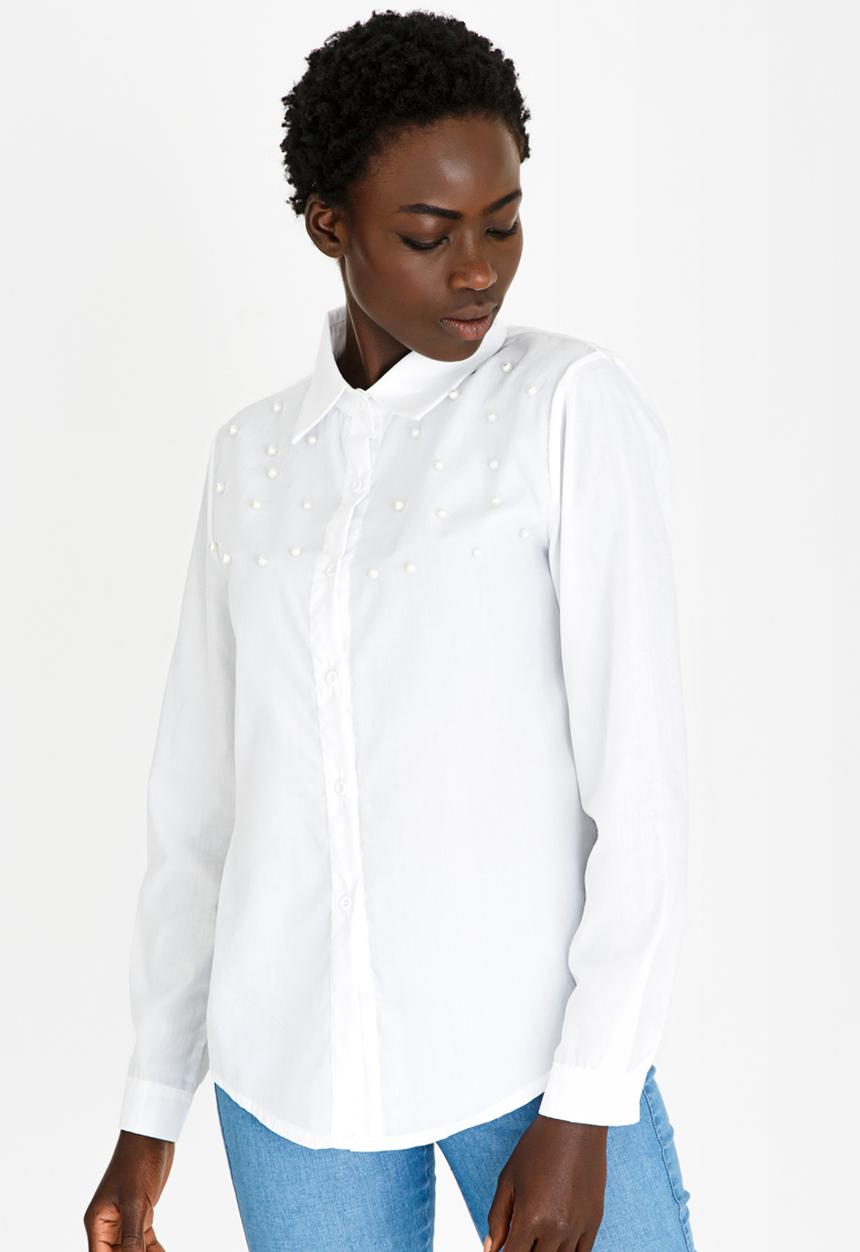 STYLE REPUBLIC - Pearl Detail Shirt White