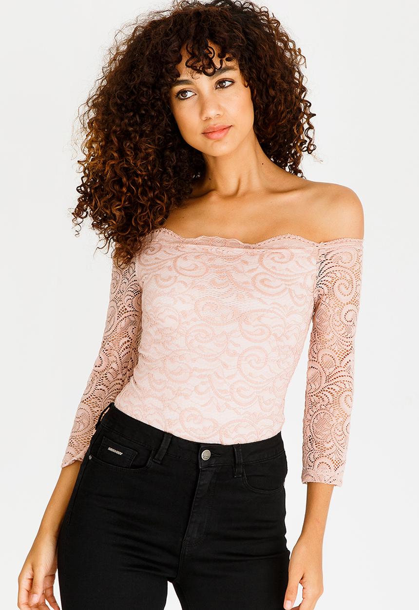 SISSY BOY - Lace Bodysuit Nude